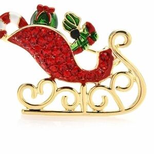 Elegant Red and Gold Sleigh Brooch